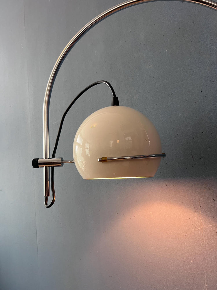 Vintage GEPO Arc Wall Lamp in White Metal, Mid Century Modern Space Age Lighting