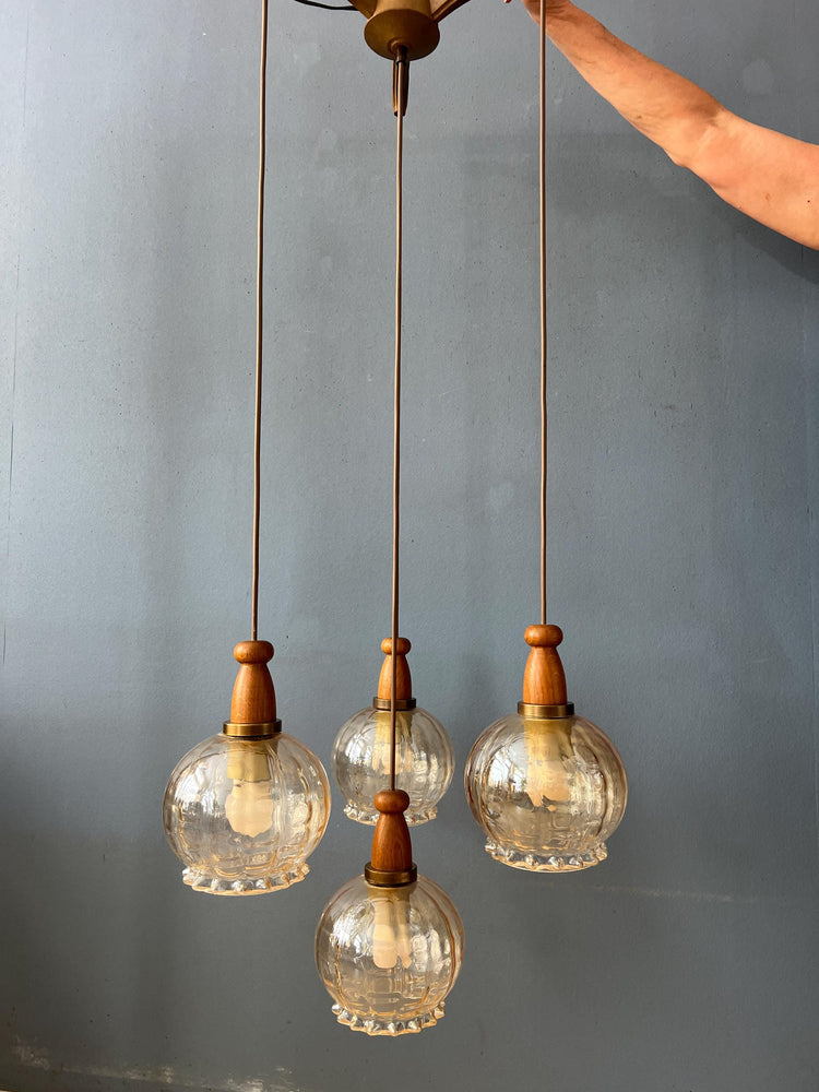 Vintge Hustadt Leuchten Glass Cascade Pendant Lamp