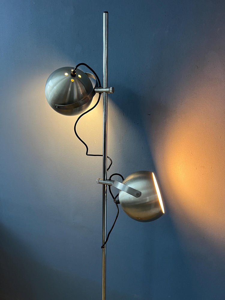 Silver Mid Century Vintage Herda Eyeball Floor Lamp