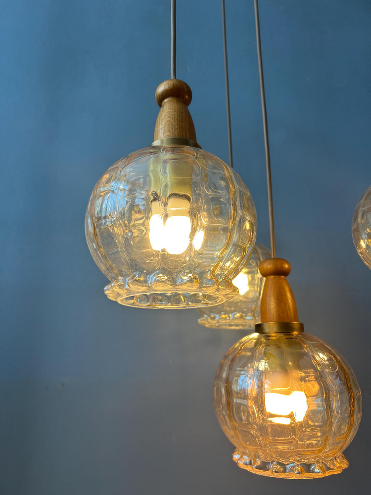 Vintge Hustadt Leuchten Glass Cascade Pendant Lamp