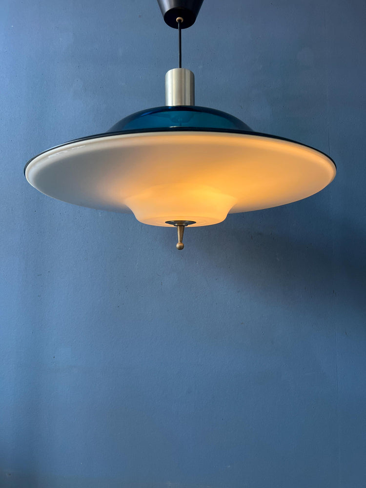 Blue UFO Flying Saucer Space Age Pendant Lamp