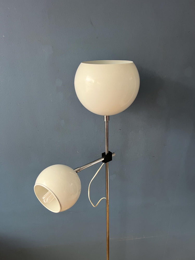 White Mid Century Space Age Eyeball Floor Lamp