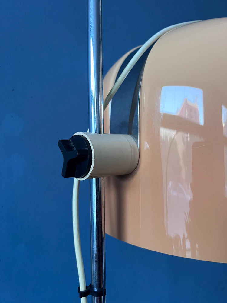 Guzzini Forma Space Age Floor Lamp Chrome Base Orange Shade