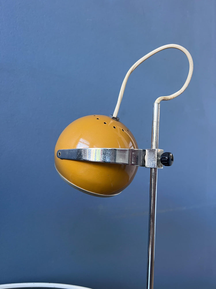 Set of 2 Yellow Space Age Eyeball Table Lamps | Vintage Mid Century Lights