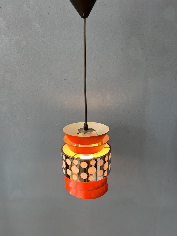 Orange Vintage Massive Belgium Space Age Pendant Lamp