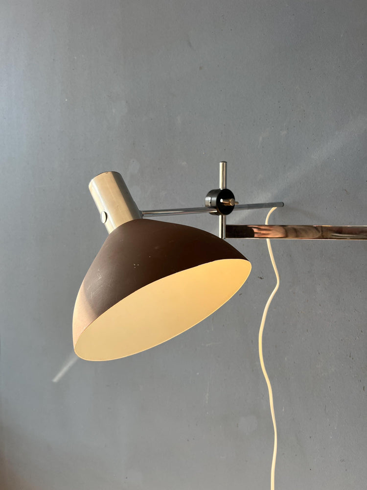 Dijkstra Swivel Arm Mid Century Wall Lamp with Brown Shade