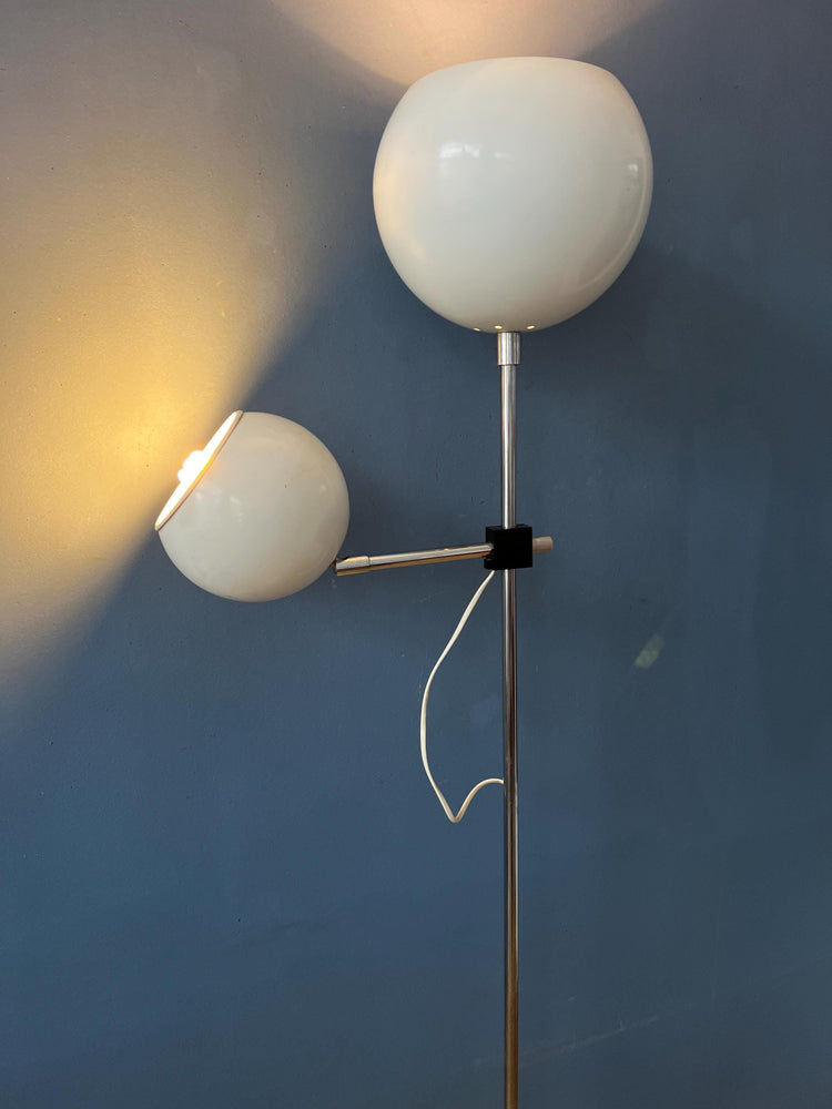 White Mid Century Space Age Eyeball Floor Lamp