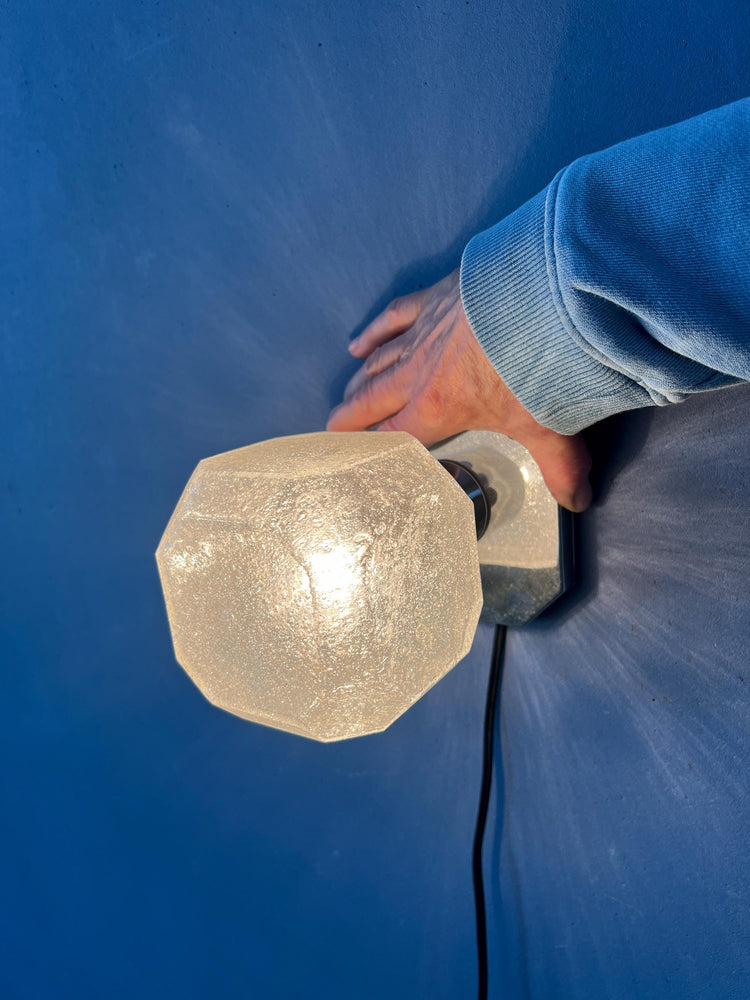 Mid Century Brutalist Cosack Leuchten Seeded Glass Flush Mount Wall Sconce