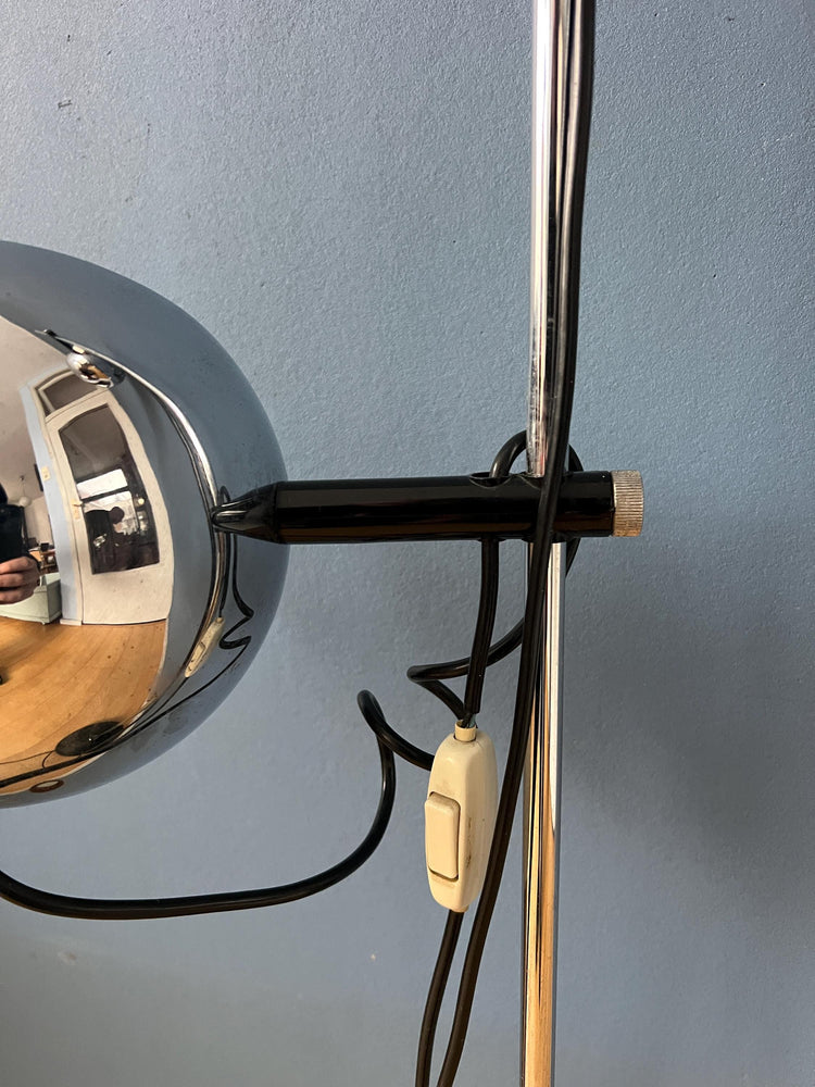70s Mid Century Chrome Herda Eyeball Floor Lamp