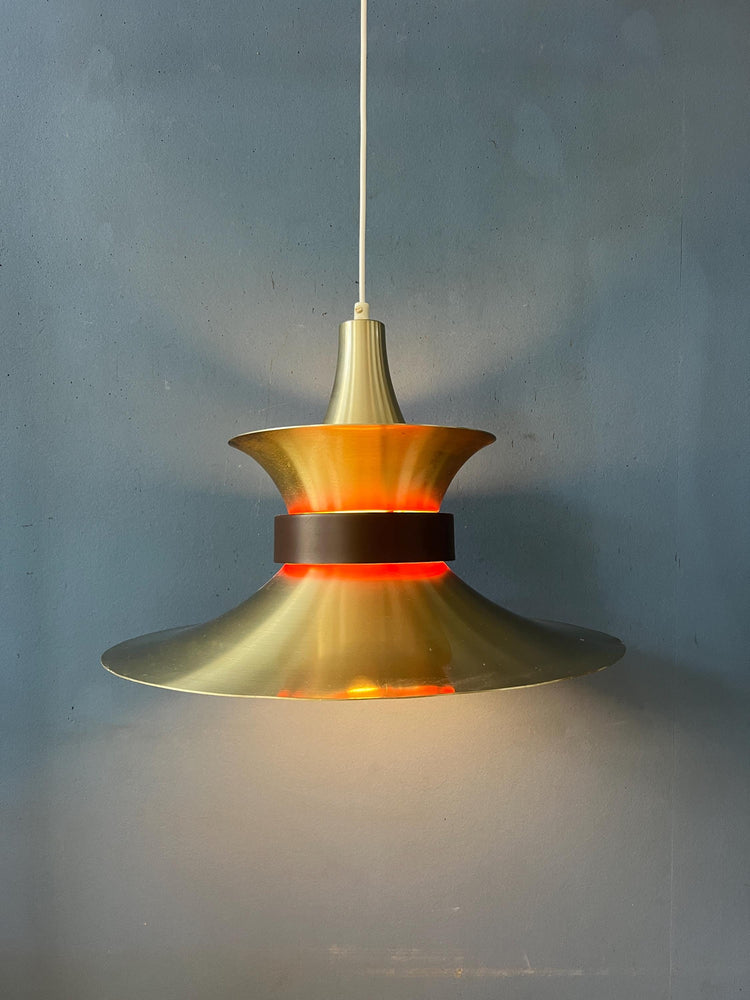 Large Flying Saucer UFO Pendant Lamp with Orange Light