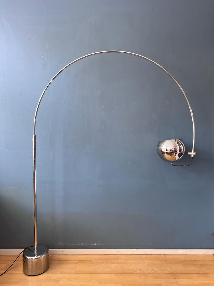 Vintage GEPO Chrome Space Age Arc Floor Lamp with Adjustable Eyeball Shade