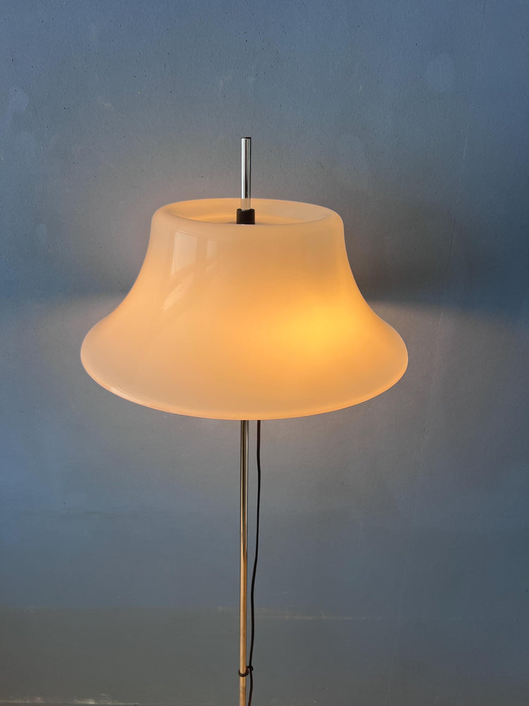 Vintage Space Age Floor Lamp with White Plexiglass UFO Shade