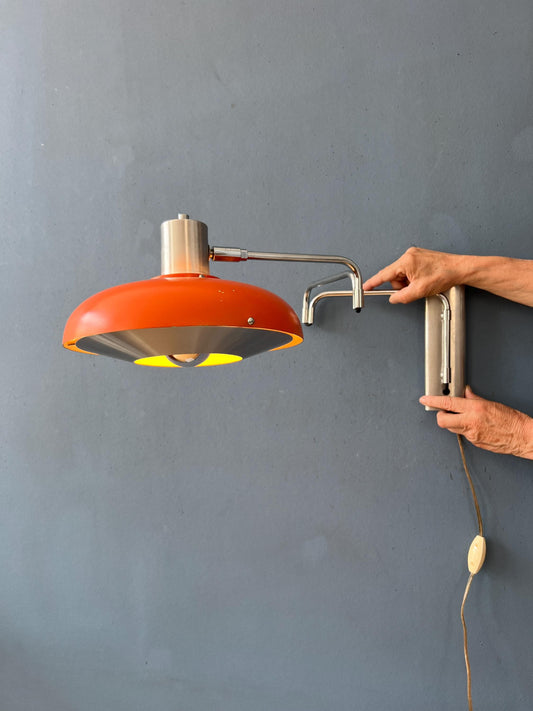 Orange Lakro Swivel Arm Space Age Wall Lamp