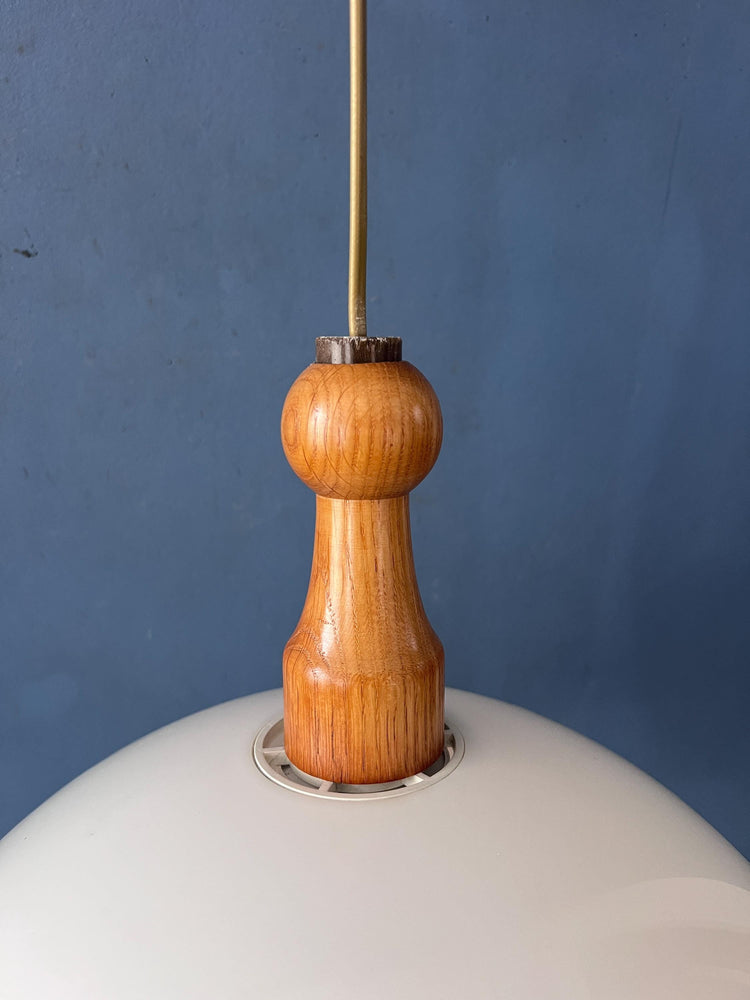 Vintage White Wooden Steinhauer Pendant Lamp, Plexiglass Suspension Light