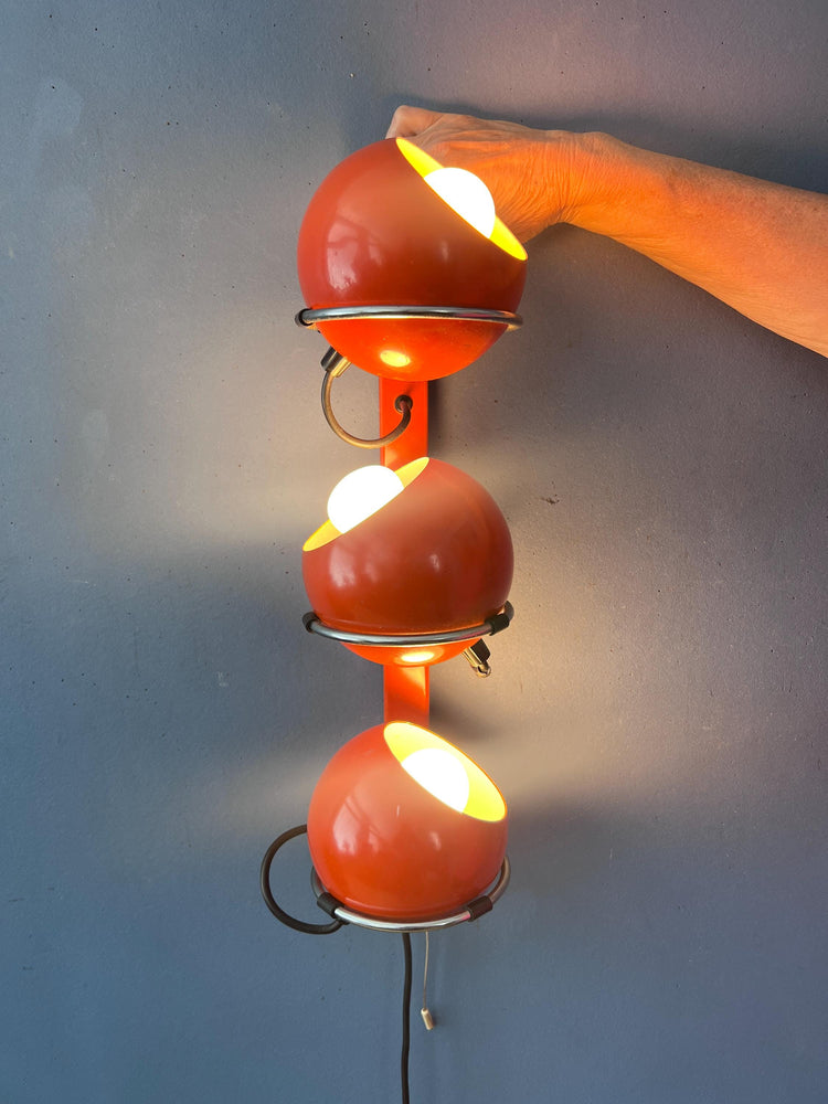 Mid Century Red GEPO Space Age Eyeball Wall Lamp