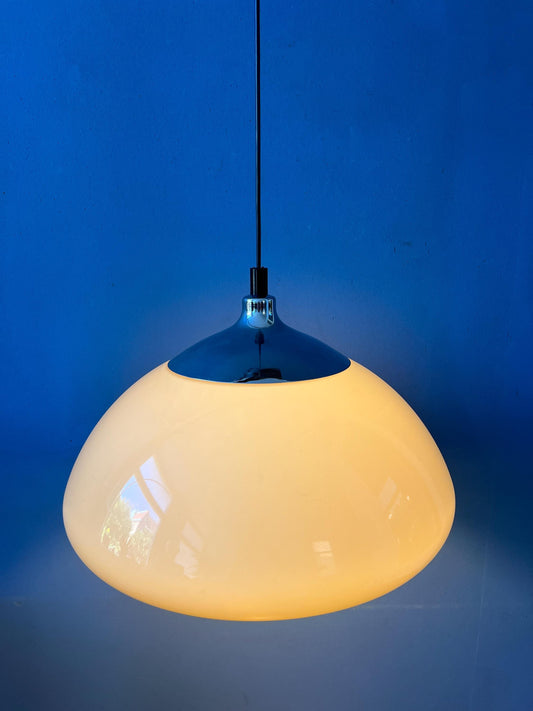 Acrylic Glass Beige Mushroom Pendant Lamp with Chrome Top Cap