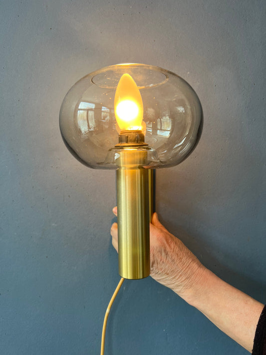 Mid Century Dijkstra Glass and Brass Sconce Wall Light