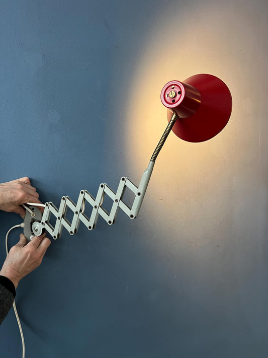 Red and White Hala Scissor Wall Lamp