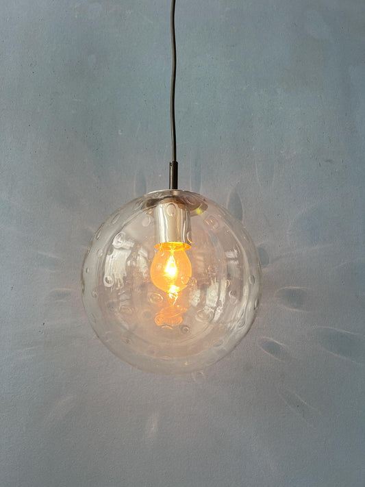 Vintage Raak Seeded Glass Pendant Lamp
