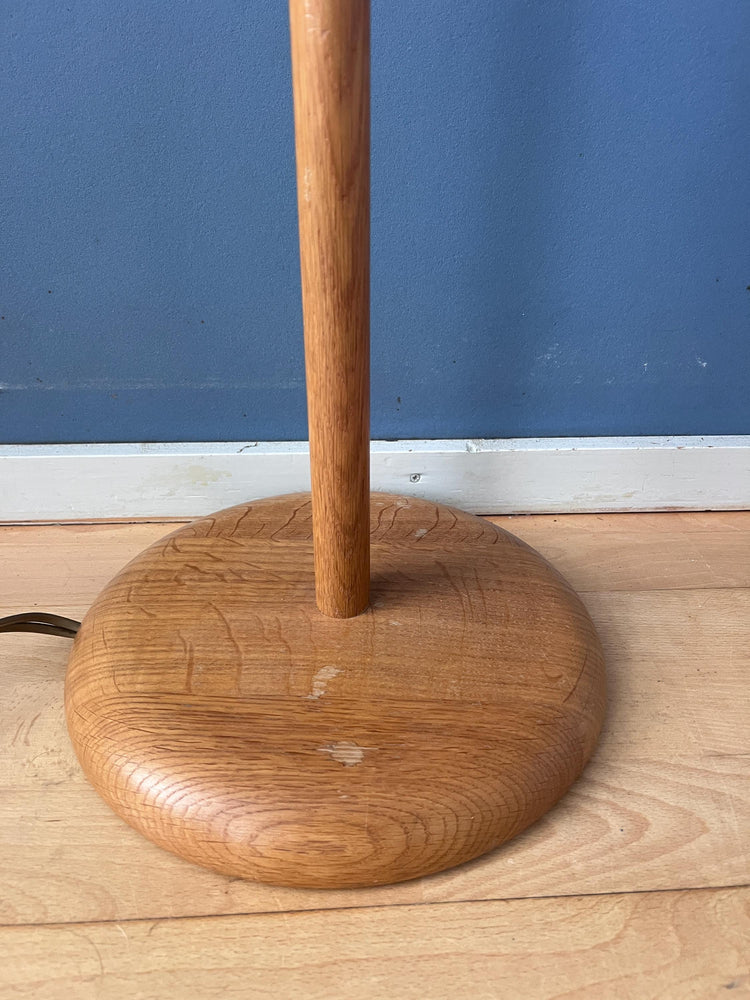 Mid Century Modern Wooden Mushroom Floor Lamp, Vintage Steinhauer Space Age Lighting