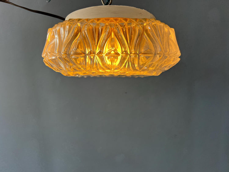 Vintage 30s Flush Mount Glass Ceiling Lamp