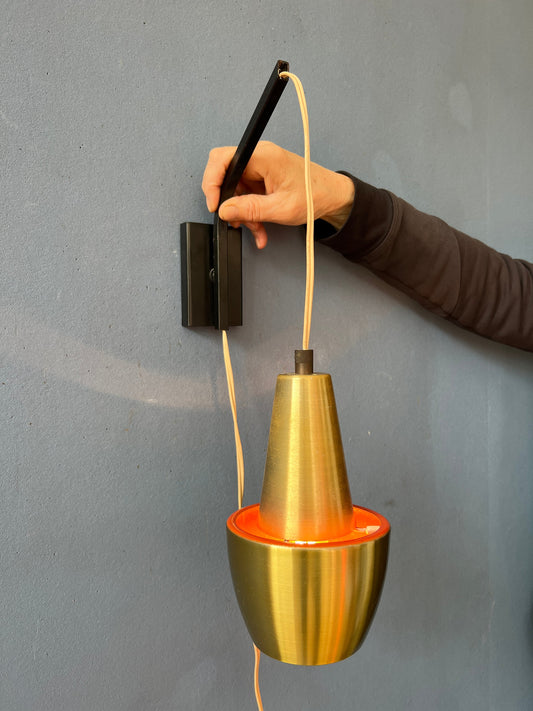 Orange Light Danish Mid Century Space Age 'Rod' Wall Lamp