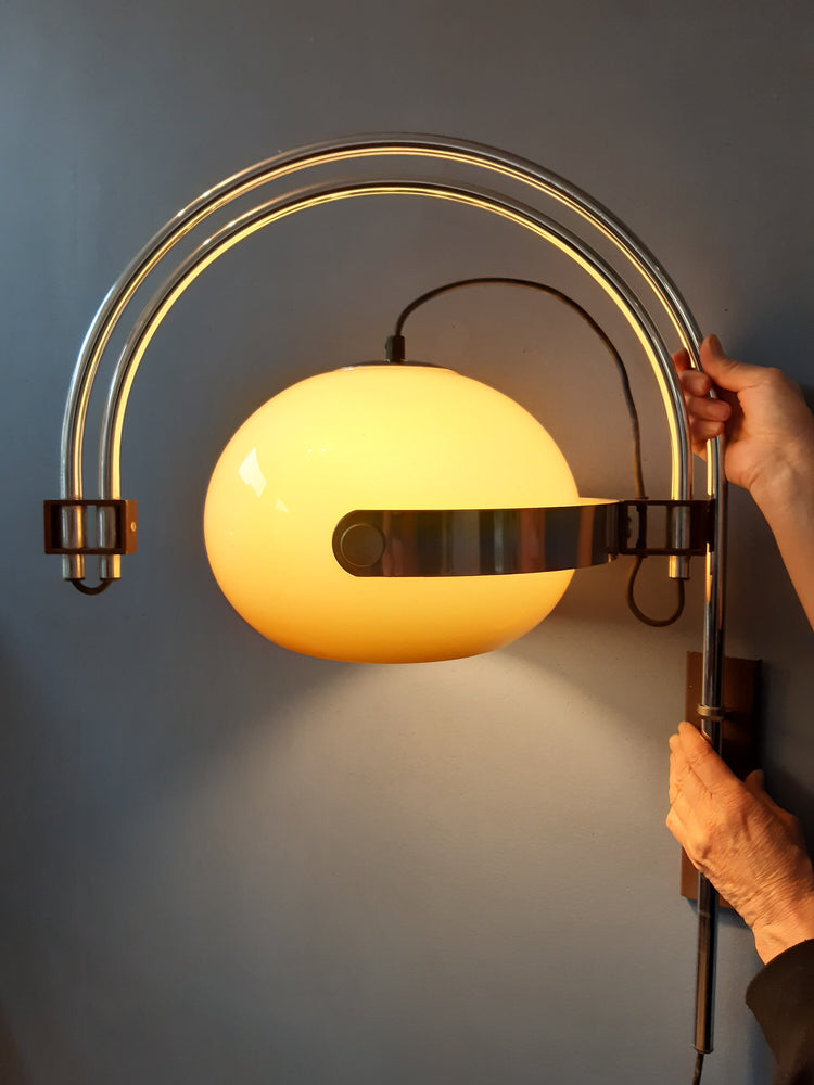 Vintage Dijkstra Double Arc Mushroom Wall Lamp | Space Age Lamp
