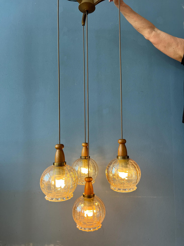 Vintge Hustadt Leuchten Glass Cascade Pendant Lamp