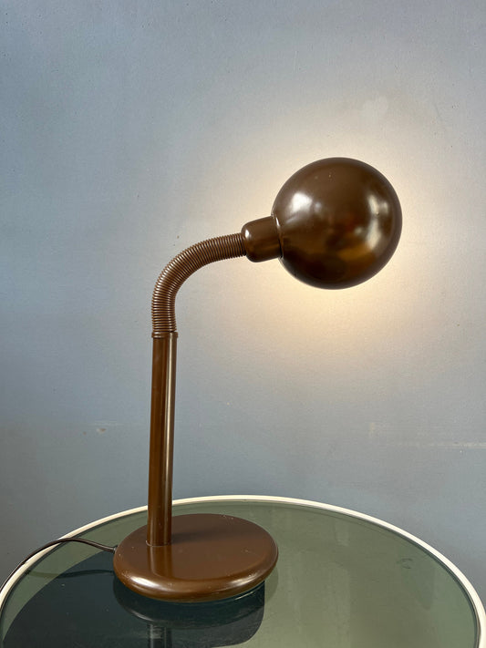 Adjustable Mid Century Brown Snake Table Lamp