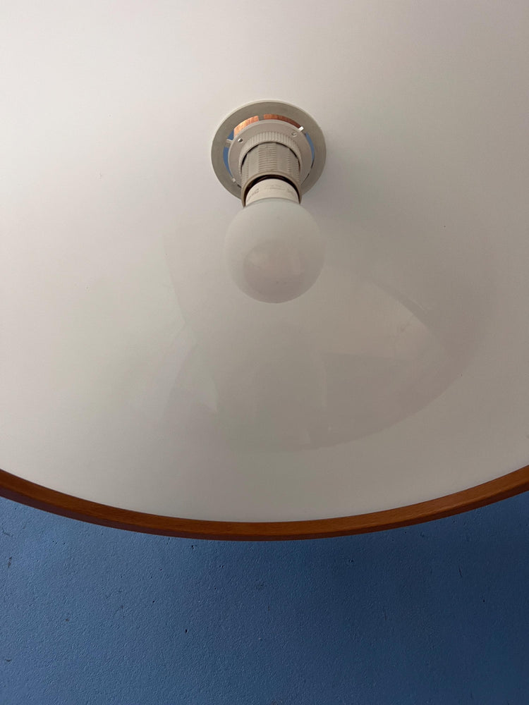 Vintage White Wooden Steinhauer Pendant Lamp, Plexiglass Suspension Light