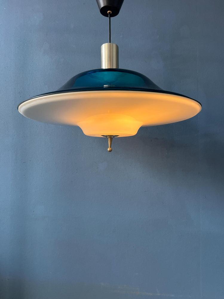 Blue UFO Flying Saucer Space Age Pendant Lamp