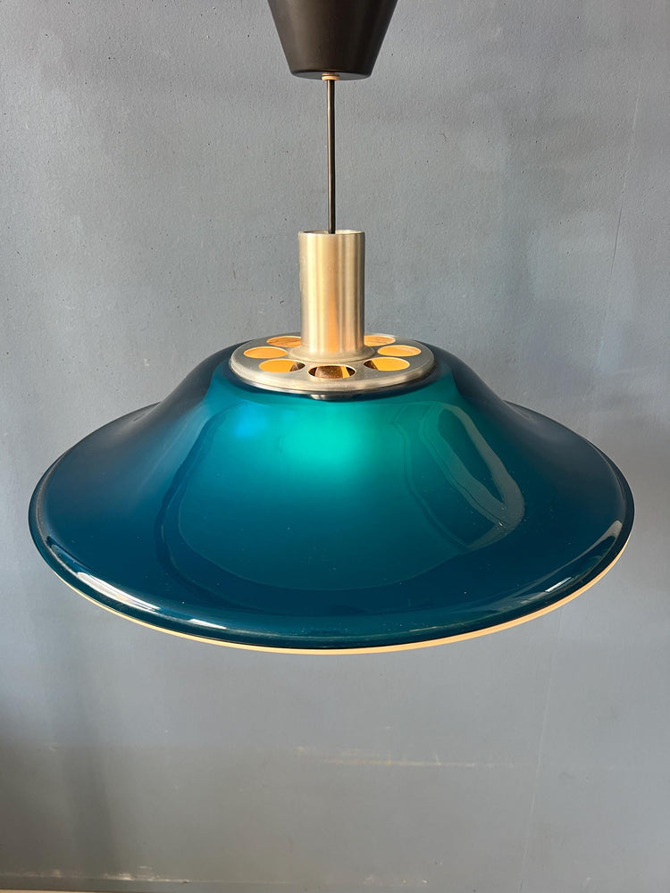 Blue UFO Flying Saucer Space Age Pendant Lamp