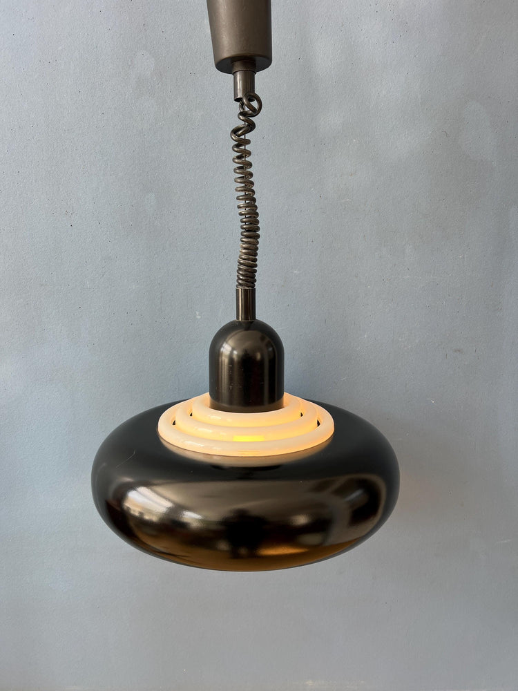 Vintage Black UFO Space Age Pendant Lamp by Knud Christensen