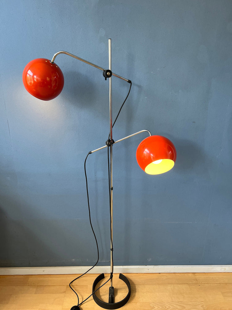 Vintage Red Floor Lamp Eyeball Space Age Mid Century Standing Li VintageChampignon