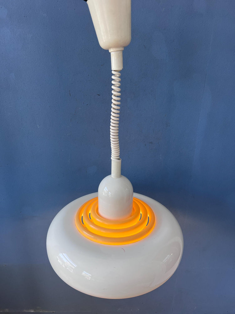 Mid Century Beige UFO Hanging Lamp by Knud Christensen