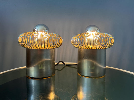 70s Philippe Rogier Steel Table Lamps for Galerie Oxar