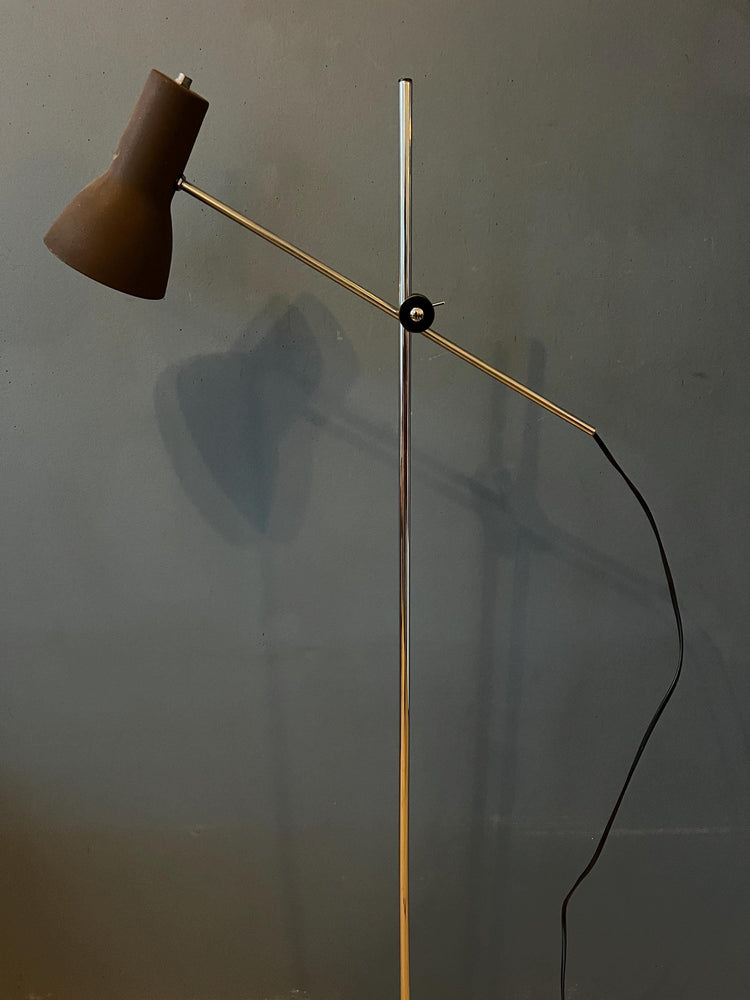 Mid Century Adjustable Brown Floor Lamp