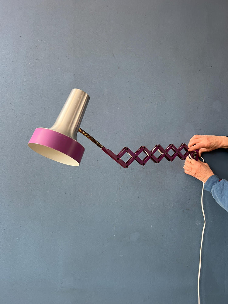 Vintage Space Age Purple Scissor Wall Lamp