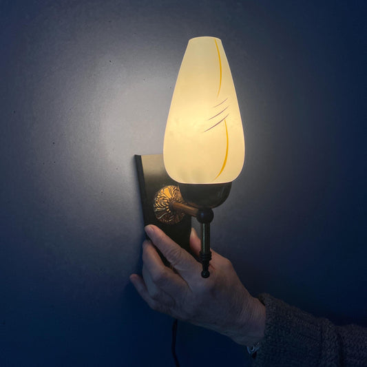 Vintage Mid Century Glass Wall Sconce