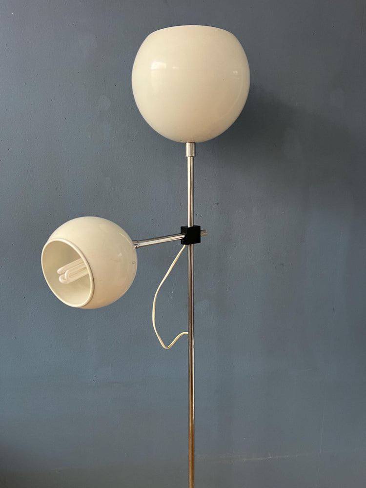 White Mid Century Space Age Eyeball Floor Lamp