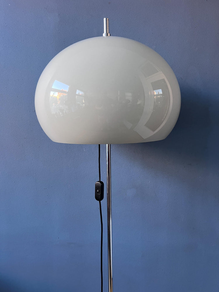 Vintage White Mushroom Floor Lamp | Mid Century Plexiglass Shade