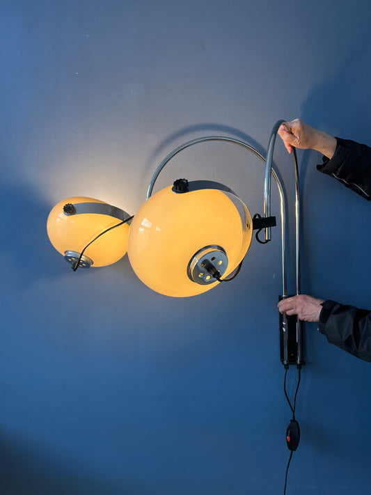 Vintage Dijkstra Space Age Double Arc Mushroom Wall Lamp
