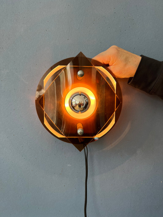Herda Space Age Rounded Plexiglass Wall Sconce - Perspex Wall Lamp
