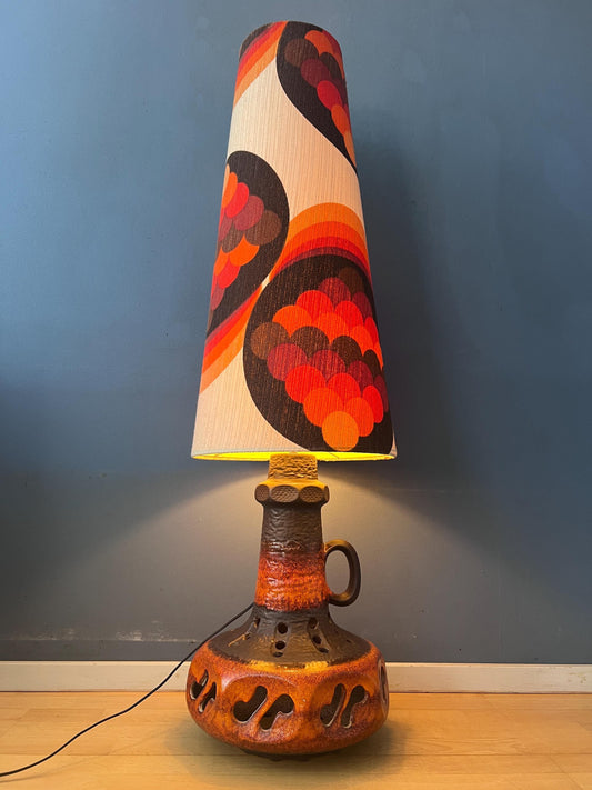 Vintage Orange Ceramic West Germany MCM Floor Lamp