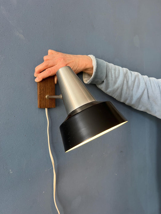 Black Anvia Teak Wood Mid Century Wall Sconce