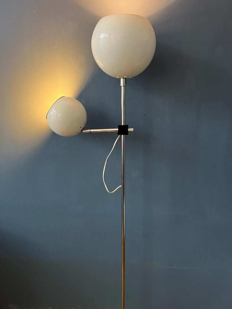 White Mid Century Space Age Eyeball Floor Lamp
