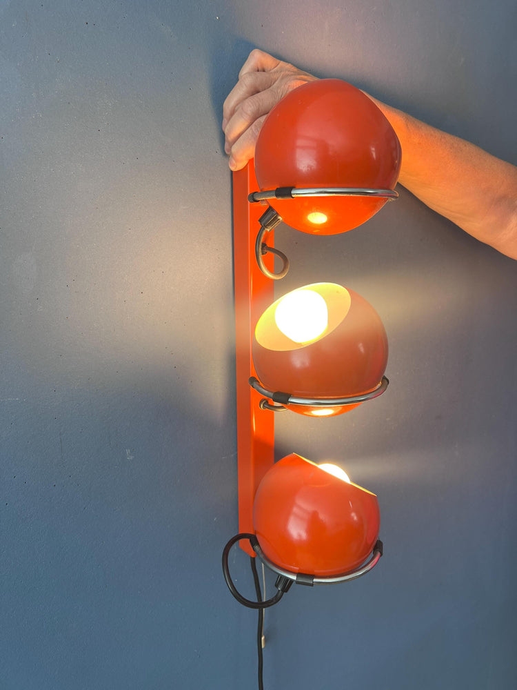 Mid Century Red GEPO Space Age Eyeball Wall Lamp