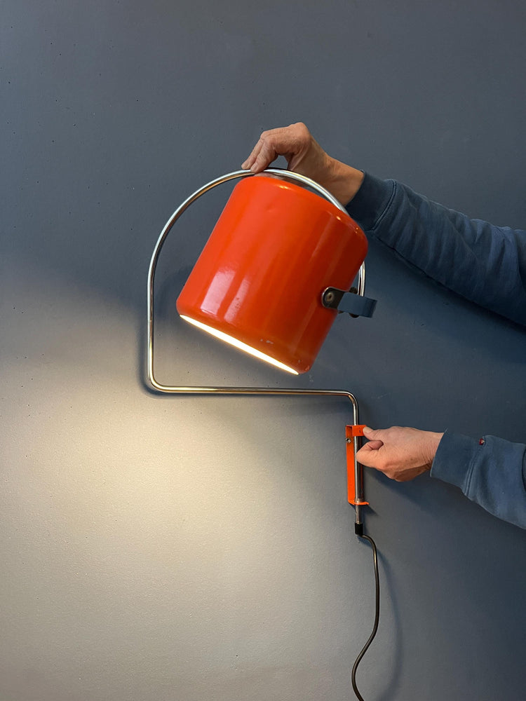 Red Mid Century Anvia Swivel Arc Wall Lamp