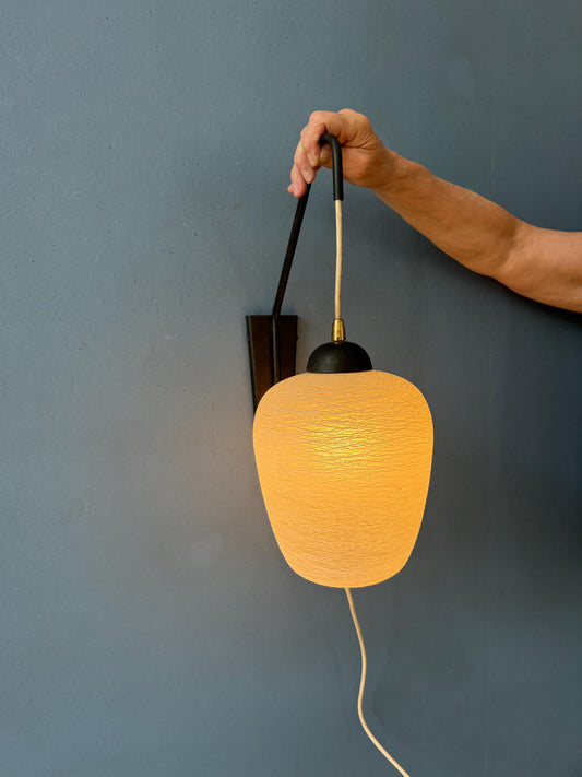 Mid Century Rod Wall Lamp with Spider Web Glass Shade