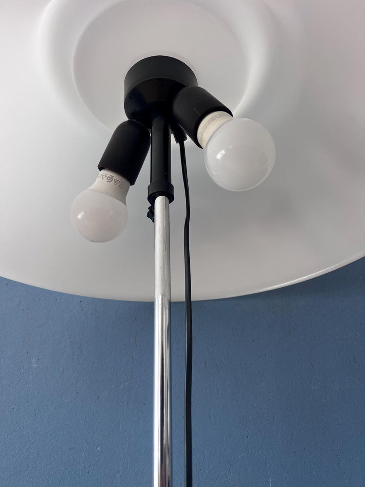 Vintage Space Age Floor Lamp with White Plexiglass UFO Shade